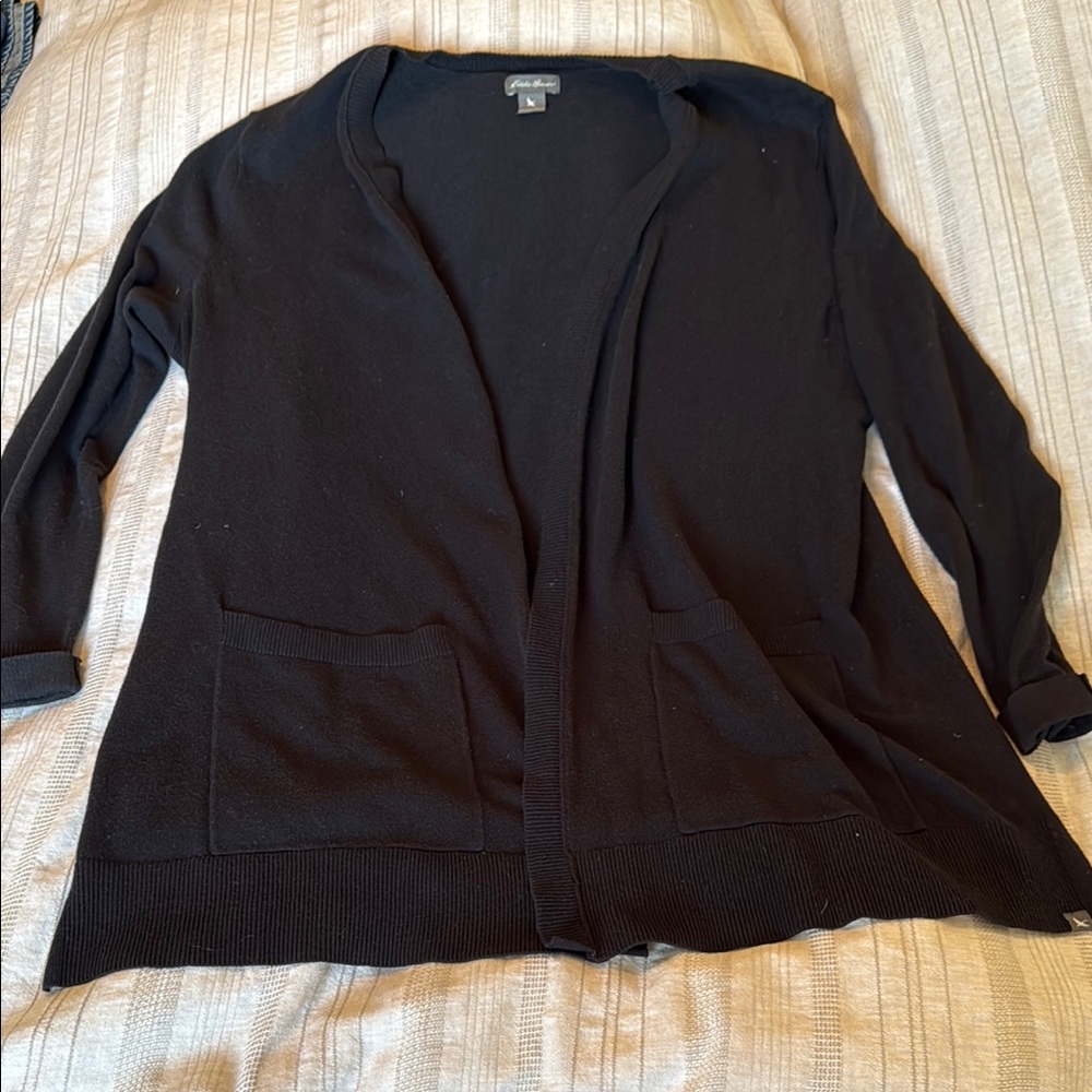 Eddie Bauer Black Lightweight Knit Cardigan
